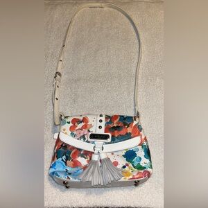 Vintage Sharif 1827 Multicolored Floral Splatter Design Leather Purse
